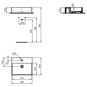 Ideal Standard Waschtisch Strada mit Überlauf rechteckig weiß K081601