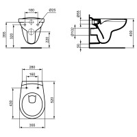 Ideal Standard Wand-Tiefspül-WC Eurovit spülrandlos weiß K881001