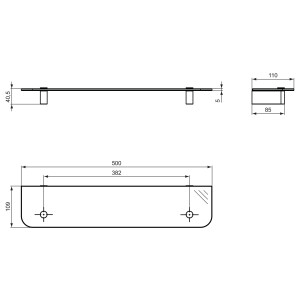 Ideal Standard Glasablage Connect 500mm chrom N1392AA