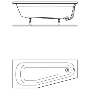 Ideal Standard Raumspar-Badewanne Hotline asymetrisch links weiß K276301