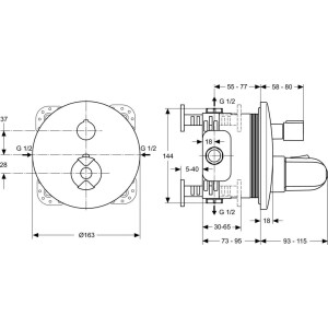 Ideal Standard Thermostat Ceratherm 100 Unterputz chrom A4659AA