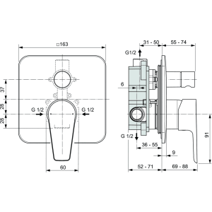 Ideal Standard Badewannenarmatur Cerafine D Unterputz chrom A7189AA