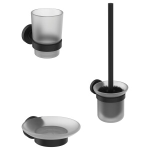 Ideal Standard Accessoires-Paket Iom Toilettenbürstengarnitur Mundglas Seifenschale Silk Black A9245XG