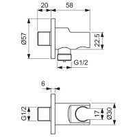 Ideal Standard Wandanschlussbogen Idealrain mit Brausehalter rund chrom BC807AA