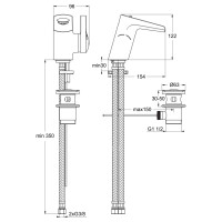 Ideal Standard Waschtischarmatur Melange Wasserfall mit Ablaufgarnitur chrom B8630AA