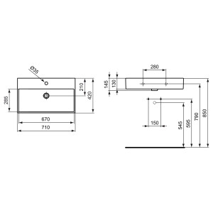 Ideal Standard Waschtisch Strada mit Überlauf rechteckig weiß K078201
