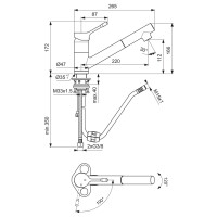 Ideal Standard Küchenarmatur Ceralook mit herausziehbarer Handbrause chrom BC294AA