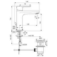 Ideal Standard Waschtischarmatur Cerafine O mit Ablaufgarnitur chrom BC699AA