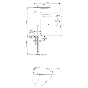 Ideal Standard Waschtischarmatur Cerafine O ohne Ablaufgarnitur Crom BC700AA
