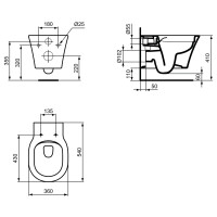 Ideal Standard Wand-Tiefspül-WC  Connect Air ohne Spülrand matt schwarz E2288V3