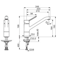 Hansa Küchenarmatur Hansaprimo Ausladung 210mm chrom...