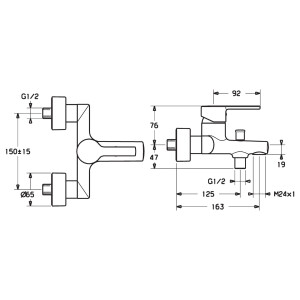 Hansa Badewannenarmatur Hansaronda Aufputz chrom 03742173