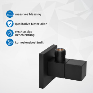 kör4u Design-Set schwarz matt - Siphon mit Pop-Up Ablaufventil und zwei Eckventilen