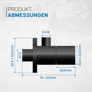 kör4u Design-Set schwarz matt - Siphon mit Pop-Up Ablaufventil und zwei Eckventilen