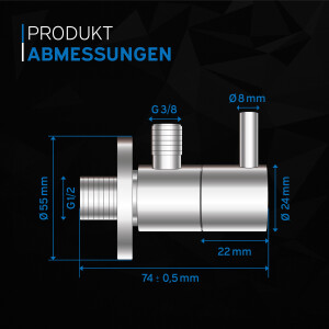 kör4u Design-Set chrom - Siphon mit Pop-Up Ablaufventil und zwei Eckventilen