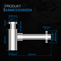 kör4u Design-Set chrom - Siphon mit Pop-Up Ablaufventil und zwei Eckventilen