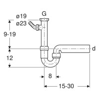 Geberit Siphon für Spülbecken, mit Winkelschlauchtülle, Abgang horizontal 152711111
