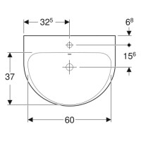 Geberit Renova Waschtisch mit Hahnloch 65x50 weiß
