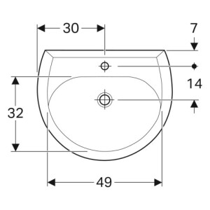 Geberit Renova Waschtisch mit Hahnloch 60x49