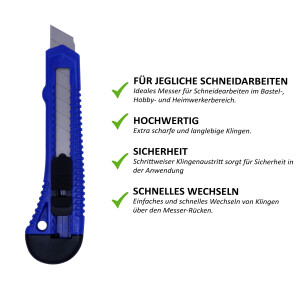 Cuttermesser-Ersatzklingen 18mm 10 Stück