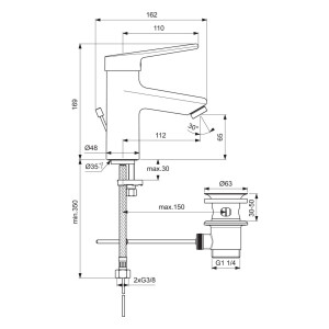 Ideal Standard CERAPLUS 2 Waschtischarmatur mit Metallablauf chrom BC091AA